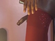 Black Sissy with stockings on jiggles