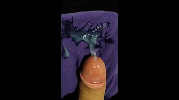 more cumshots on purple t-shirt cumrag