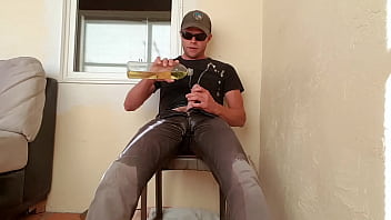 Going wild wetting, pissing, pouring piss on my cock