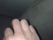 Uncut dude jerks off and cums all over wall