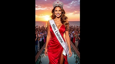 Beautiful blonde Miss Universe fucks a very horny old millionaire - AI-generated content