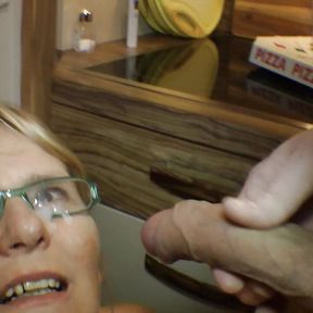 Cumshot on the glasses Milf