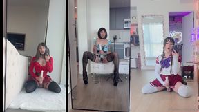 Amy - Sissy Splitscreen Chastity Masturbation Compilation 1