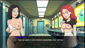 Evil Morty's busty anime session in a wet shirt