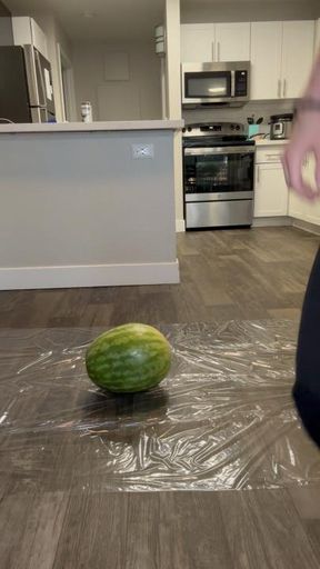 Karate girl vs watermelon