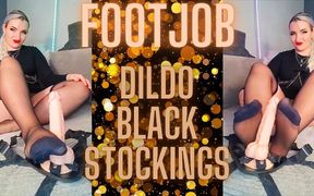 (104) Footjob Dildo Black Stockings