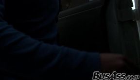 Two inked good looking guys are anal fucking in a moving car