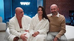 Busty Brunette MILF Hotwife Takes Massive Cock While Cuckold Hubby Watches Excitedly