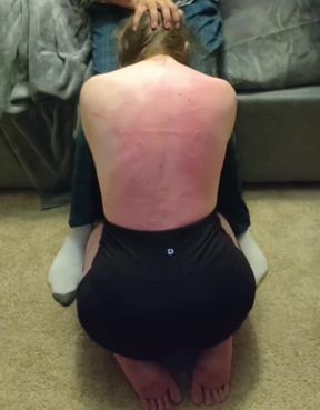 Amateur girl takes a whipping with her boyfriend watching