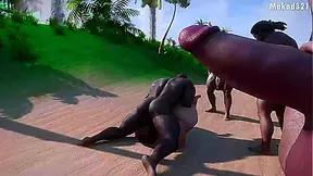 Blonde MILF Cheats With Mighty Black Warrior in Steamy Jungle Encounter – 3D Fantasy