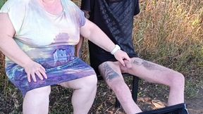 Stepmom Sucks My Dick in the Park on a Bench Until I Cum