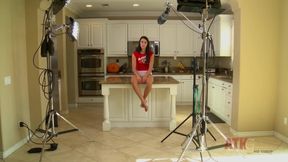 Interview in the kitchen with bespectacled brunette Alannah Monroe has her sharing personal info for the fans