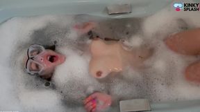 Bath Bondage &amp; Clamps: Roped, Gagged and Vibed Orgasm