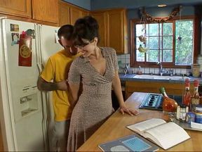 Cougar stepmom with big ass gets banged in the kitchen