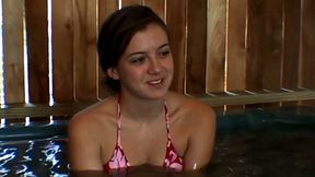 Hot Tub Lesbians with Dildo and Cumshots