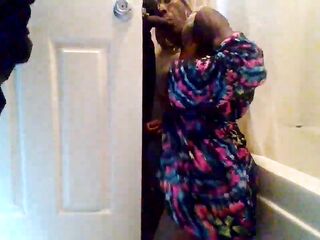 suck his knob from behind the door