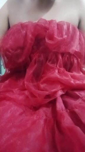 Indian Gay Crossdresser Gaurisissy Real XXX Homemade Sex in Red Lehenga