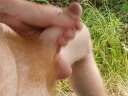 Playing with ginger cock outdoors, time to jack off!