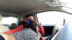 stunning brunette heidi van horny gives hot blowjob in car