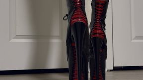 Extreme Pleaser Lace-Up Boots & Seamed Fishnets Strut