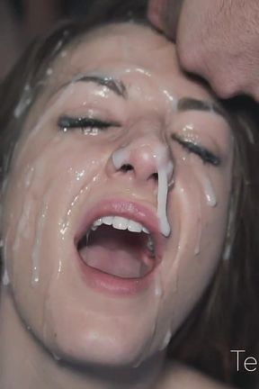 Ella's 1st gangbang &amp; bukkake