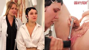 Two gorgeous lesbians role-playing on an examination table &mdash;  getting naughty😈 and wild