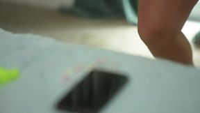 Tattooed Latina in pink lingerie teases before hardcore fuck session