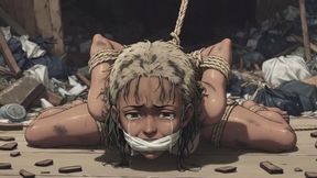Naked Woman Thrown in Trash Tied Up - Desperate for Big Cock & Creampie