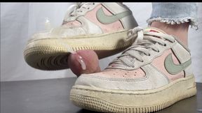 A Shoejob and CBT dream in Nike AF1 Sneakers - Tramplegirl in her used Nike Airforc e sneakers tramples the cum out of her slaves cock - sneaker fetish, shoe fetish, cock trampling - slave - 4k