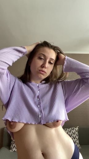 Playful nipslip reveals perky nipples