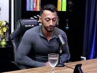 Hot podcast guest gets his ass pounded by the well-endowed host.