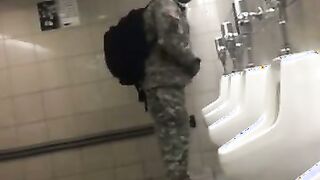 Watch this hot amateur soldier spy on a straight guy in public, peeing in his own mouth while being a total homo!