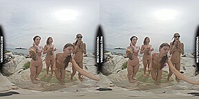 Four Hot Goddesses Sunbathing And Chilling On Nude Beach On Vacation