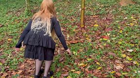 Hot blonde witch in the forest on Halloween - Deepthroat Creampie Squirt