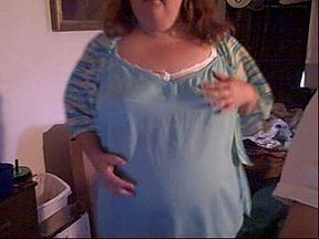 BBW redhead dancing cam show in blue outfit