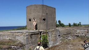 Extreme nude photo shoot in the old fort
