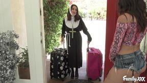 Slutty Teen Lesbian Fingering and Toying With Her Nun Stepsis Before 69ing