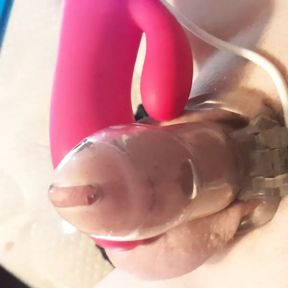 Cumming while wearing chastity