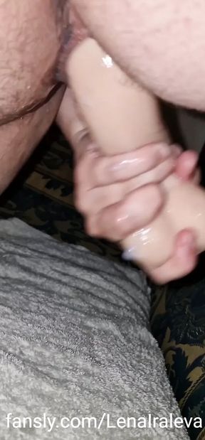 Teaser - My girlfriend masturbating and making a mess with her cum and a big dildo