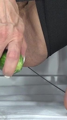 Cucumber Plays with Big Boobs