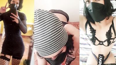 femboy TrapyAle passionately playing with her toys and lingerie in her room-- Compilation