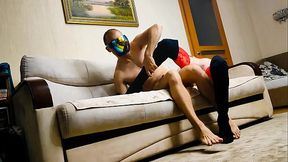 Skinny 45 years milf with tight holes in erotic lingerie and stockings cheating