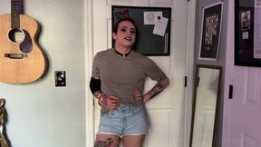 Goth femboy caught masturbating again tiny tits joi ruined