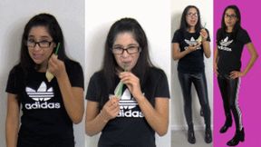 Adidas slut eRica drinks over a months worth of nasty defrosted semen from a used condom