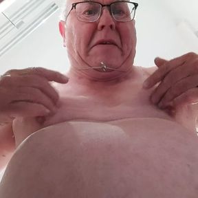 My titties hanging - seen from below