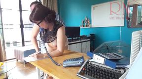 Office Domination Boss Fucks Secretary While She Is On The Phone. Blowjob In Office Full