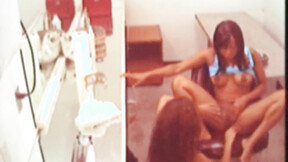 Horny office lesbos licking