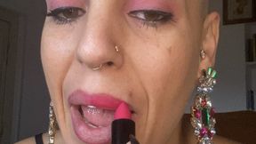 putting lipstick on
