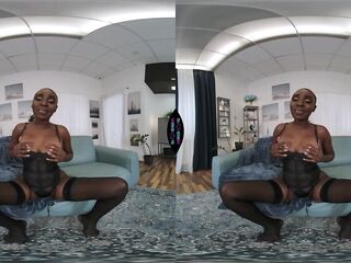 VR Porn - Afro Black Cutie Zaawaadi Solo Fingering Her Ebony Twat In Hot Underware