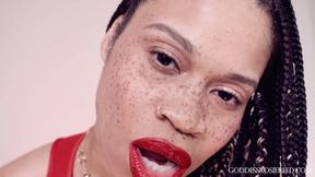 Lips of Love- Ebony Femdom Goddess Rosie Reed Sensual Red Lipstick Mouth Worship